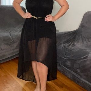 Gorgeous black dress with gold belt